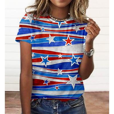 Independence Day 3D Printed T-shirt Round Neck Women's Short Sleeved T-shirts
