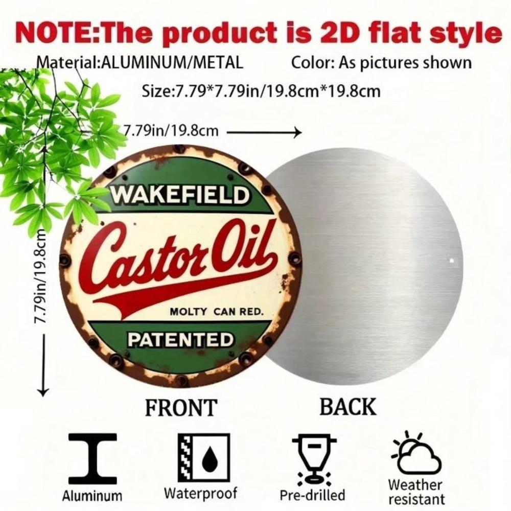 Vintage Retro Wakefield Castor Oil Metal Tin Sign Farmhouse Wall Decor
