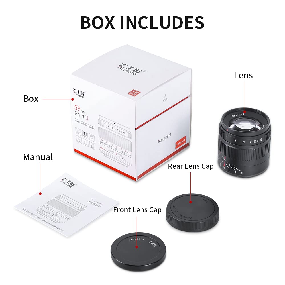 7artisans 55mm Mark Manual Focus Lens Large Aperture Mirrorless Camera Lens forFuji X F1.4 IIAPS-C X-A1 X-A10 X-A2 X-A3 X-T1 X-T10 X-T2 X-T20 X-E2