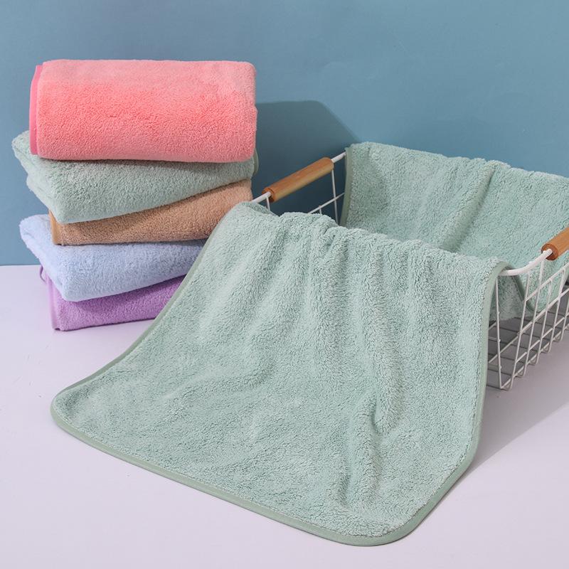Soft High-Density Coral Fleece Towel - Absorbent, Thick Face & Hair Drying with Fresh 3D Floral Design