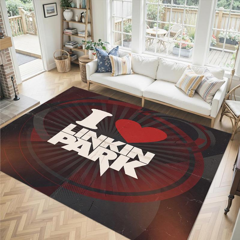 Linkin Park Design Crystal Velvet Carpet Cozy Non?Slip Printed Rug For Bedroom Living Room Entrance
