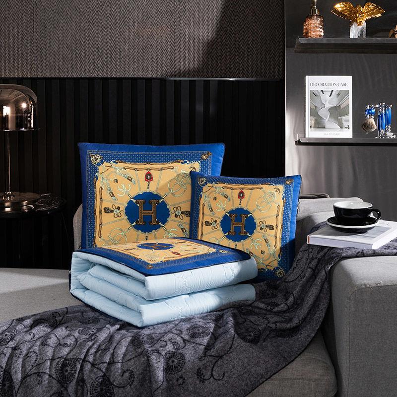 Chinese Style Pillow Quilt Dual-use Car Office Blanket High Quality Cotton Portable Foldable Quilt