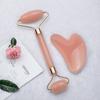 Rose Quartz Heart-Shaped Double-Headed Facial & Body Roller and Gua Sha Massage Set