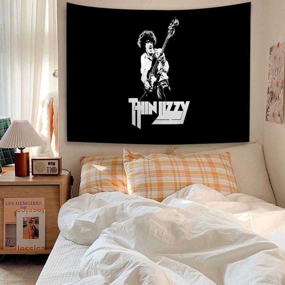 Rock Band TThin LizzyS Anime Tapestry Hippie Flower Wall Carpets Dorm Decor Cheap Hippie Wall Hanging