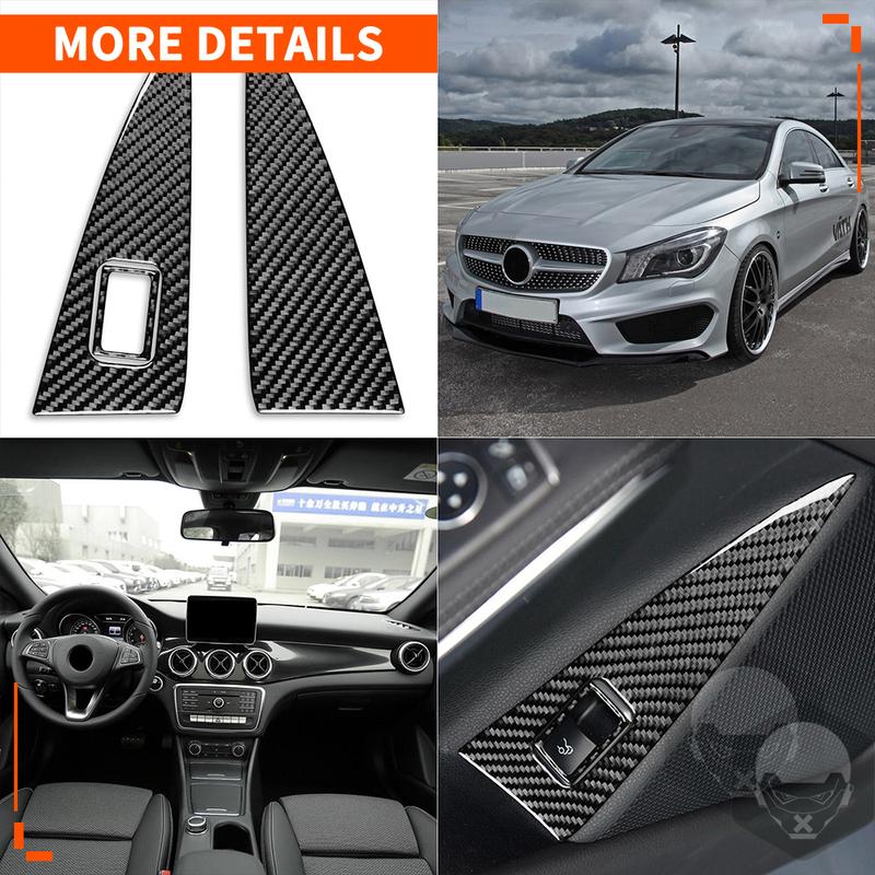 For Mercedes-Benz CLA C117 2014-2018 GLA X156 2015- Door Trunk Lift Button Panel Cover Trim Carbon Fiber Car Accessories