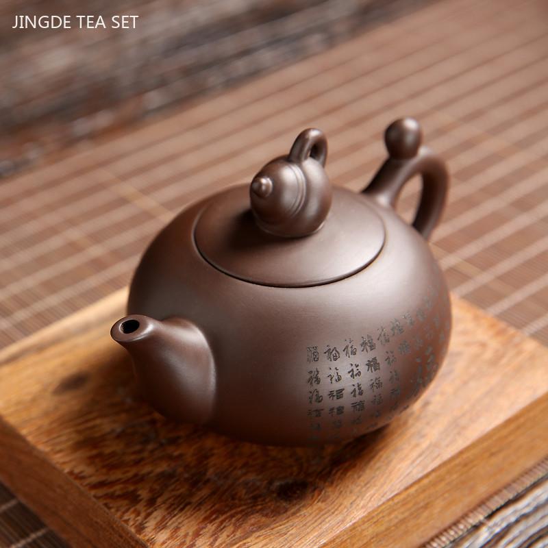 Antique Purple Clay Tea Set A Pot of Four Cups Suit Handmade Teaware Chinese Raw Ore Zisha Tea Set Home Tea Pot and Cup Set