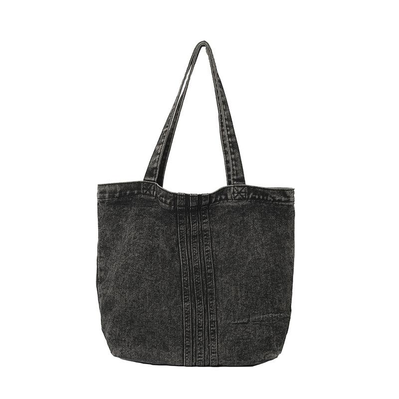 Lazy wind washed denim bag women's new literary canvas shoulder bag large capacity commuter tote bag