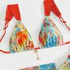 Printed Sexy Bikini Set Three Piece Set with Beach Sarong CLE