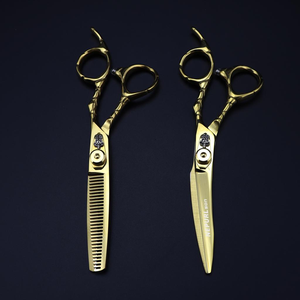 6.0 Inch Gold, Name Scissors, Curved Knives, Hair Scissors, Haircut Scissors, Flat Cut Tooth Scissors, Thin Scissors
