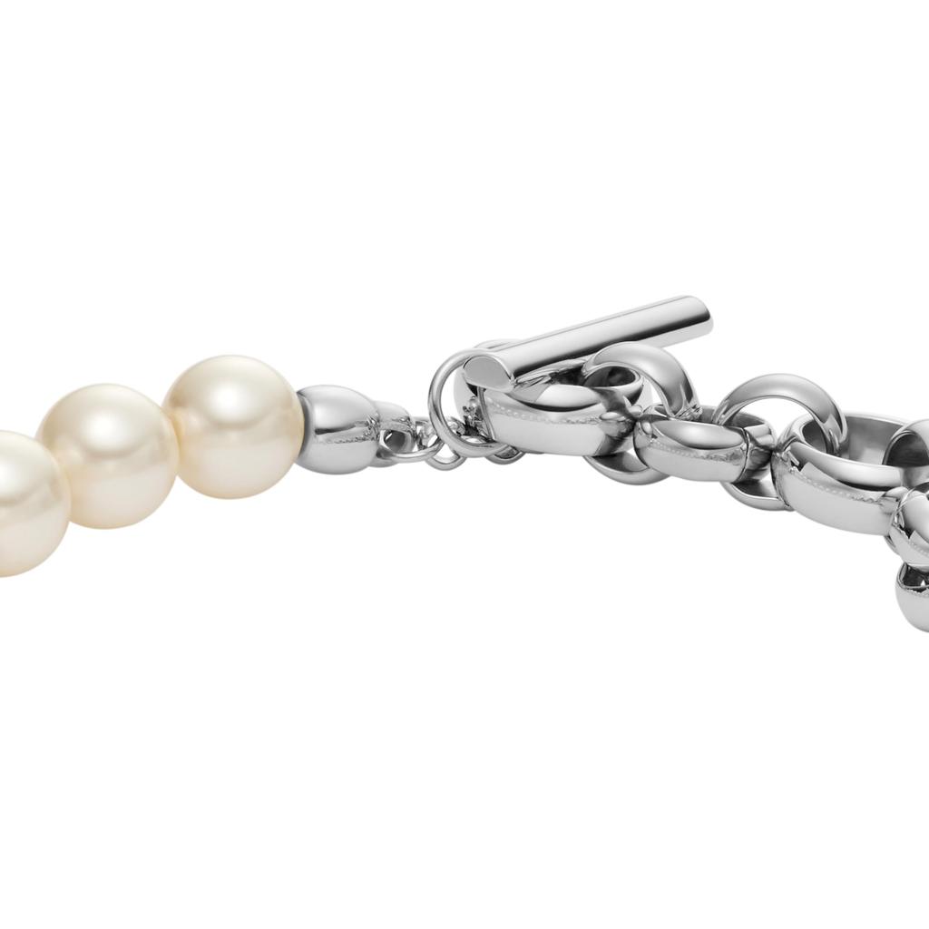 Fossil Women's ARCHIVAL BOLD LINKS White Pearl Chain Bracelet, JOF01144040