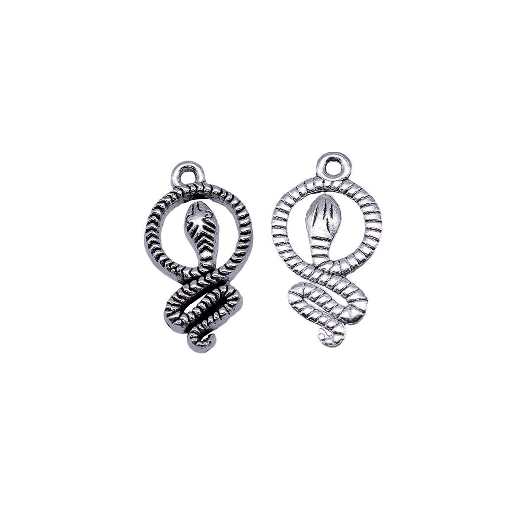 Cobra Snake Charms Antique Bronze Silver Pendants For DIY Bracelet Necklace Jewelry