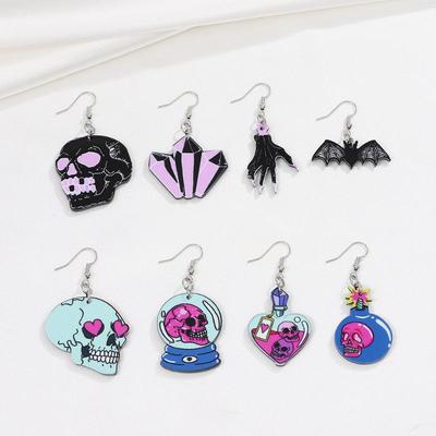 Fashion Funny Skull Hand Earrings for Women Girls Punk Gothic Personality Hanging Earrings Halloween Jewelry Accessories