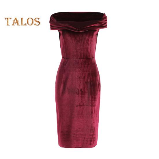 Sommerliches Abendkleid, schulterfrei, trägerlos, samtig, schmales Etuikleid, einfarbig, ärmellos, rückenfrei, Cocktailparty, Abschlussball, Midikleid