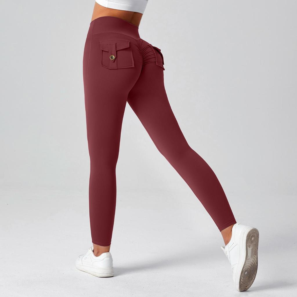 Women's Multi-Pocket Motorcycle Style Yoga Pants - Sportswear Elastic Tights for Running & Training
