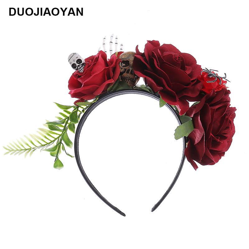 Halloween Flower Headband with Spider for Cosplay or Makeup Party