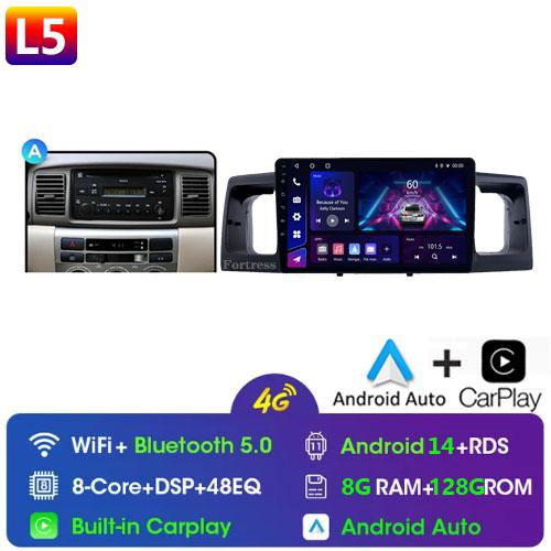 2Din Android14 For Toyota Corolla E120 E130 2000-2004 Car Radio Multimedia Video Player GPS Navigation Carplay Stereo Autoradio