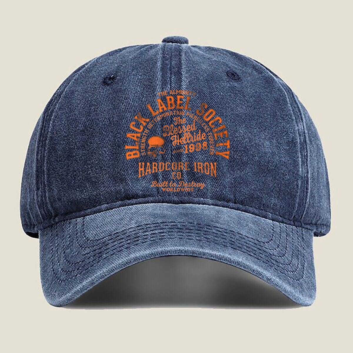 

Black Label Society Emblem Fashion Washed Baseball Cap Hat Outdoor Activities One Size темно-синього кольору