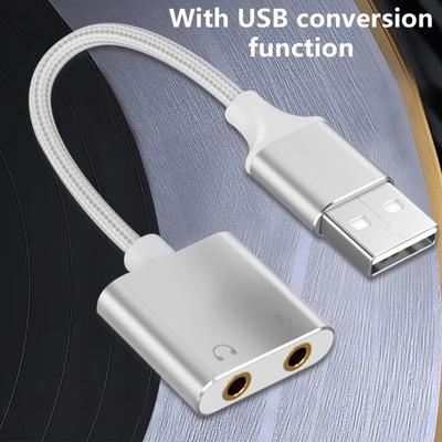 Double Function USB Sound Adapter Wire Headphone and Microphone Sound Card for Gaming, Podcasting & Online Meetings