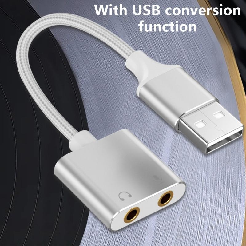 2-Hole USB Sound Card Adapter for Headphone & Microphone Enhancing Sound Experience for P4 PC Computer & Laptops