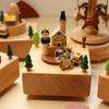 Wooden Carousel Music Box Retro Ornaments Cartoon Hand Cranked Musical Box for Christmas Birthday Gifts Desk Decoration Ornament