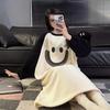 Women's Cartoon Flannel Nightgown – Cute, Cozy, Long Sleeve, Mid-Length Dress for Fall/Winter, Suitable for Home or Outdoors