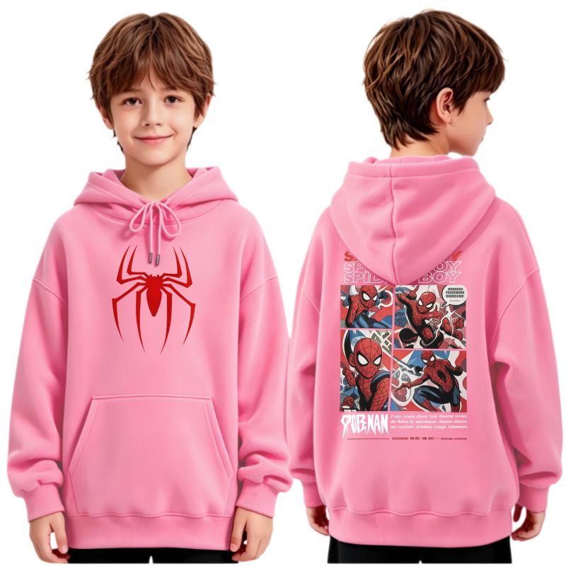 Spider-Man Unisex Fleece Hoodie: Spring & Fall Cartoon Print for Kids