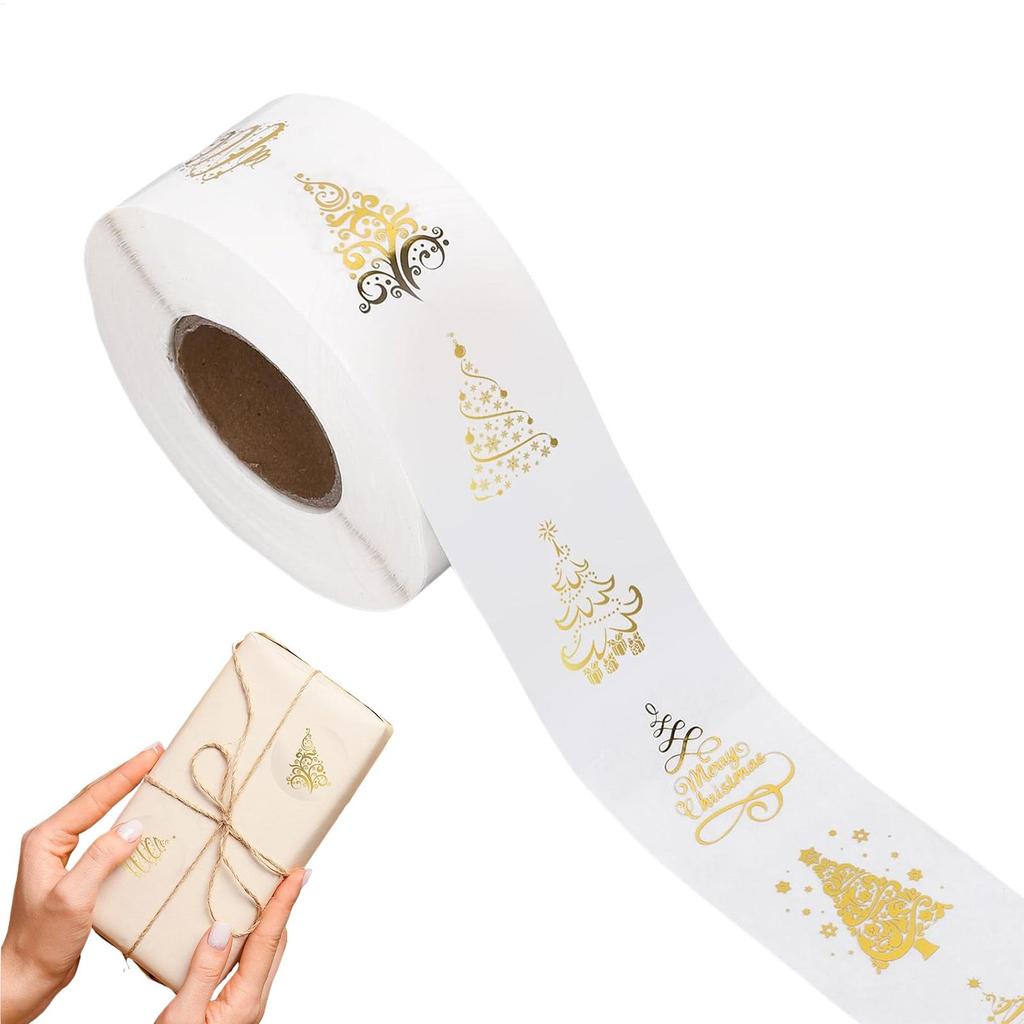 Christmas Stickers Bulk 500 Pieces Clear Tree Sheet 1-Inch Adhesive Transparent Christmas Envelope Stickers for Adults Students