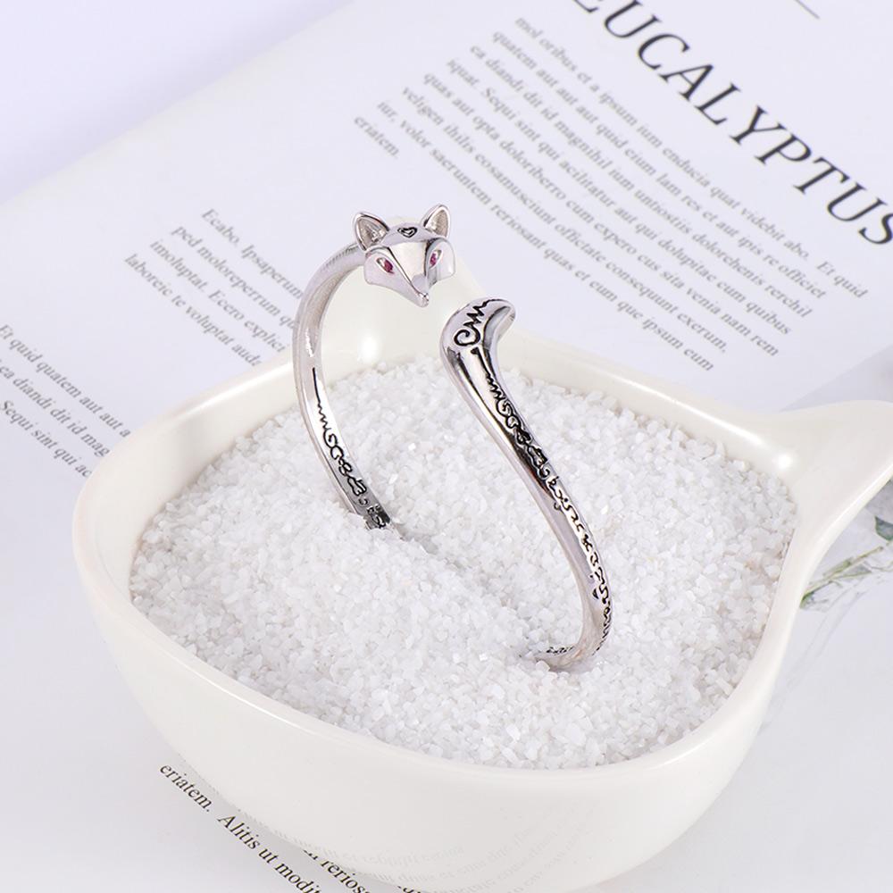 

Women Fashion Animal Shaped Copper Red Eyed Bangle Bracelet Jewelry Silver Plated