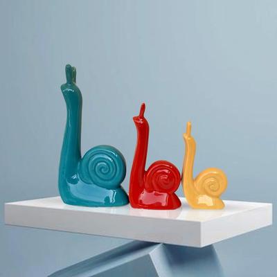 Moderne Statuette in Ceramica Famiglia di Lumache Portafortuna per Decorazione Casa (Confezione da 3, Multicolore)
