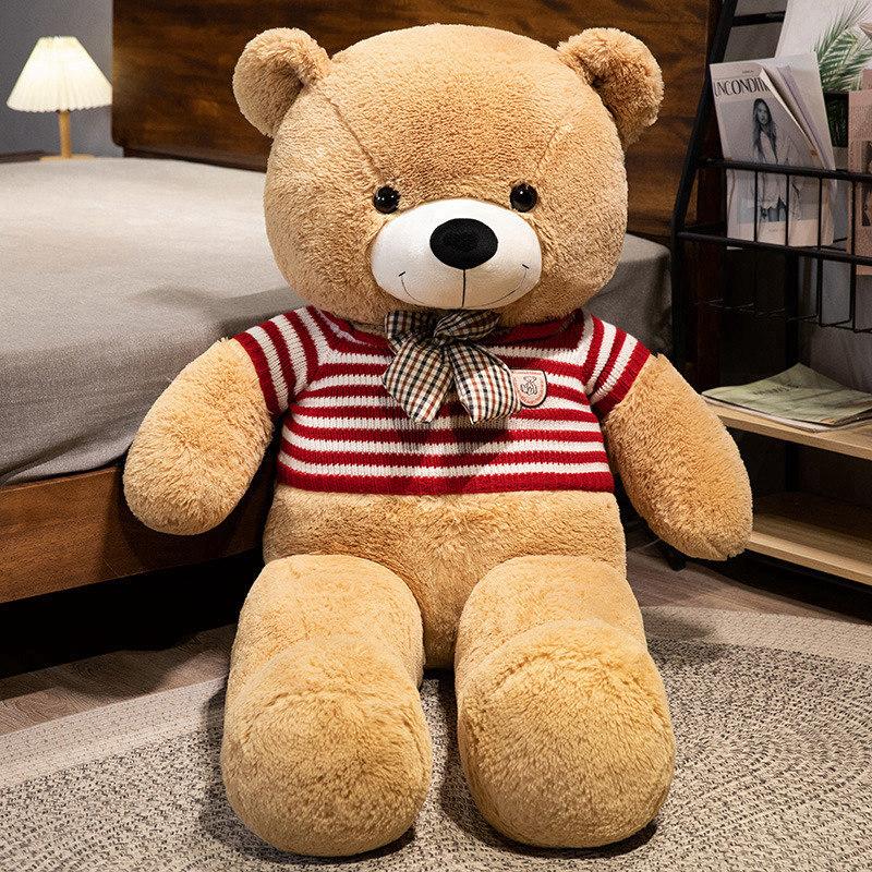 New 100cm Giant Dressed Sweater Bear Bowknot Multiple Color Options Plush Animals Dolls Super Soft Baby Soothing Toys Gift Decor