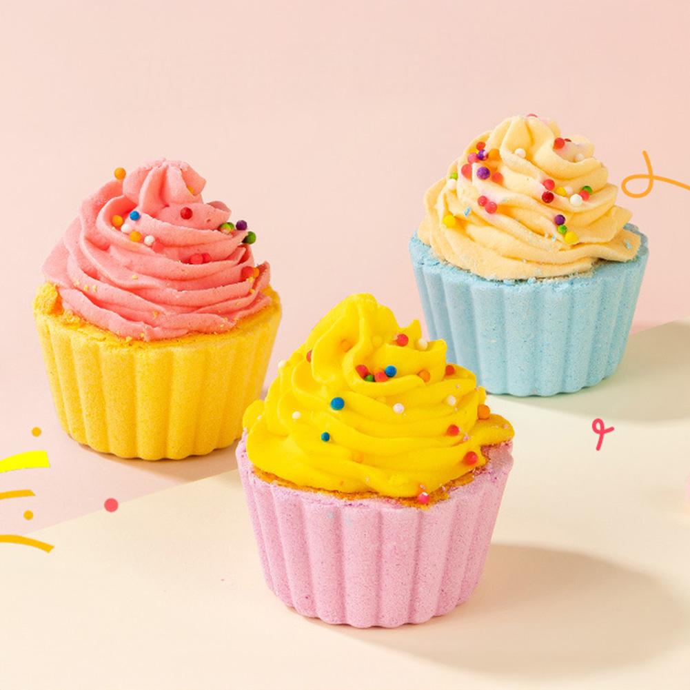 Cupcake Bath Salt Ball Essential Oil Bath Bubble Ball Aromatic Moisturizing Nourishing Skin Care Shower Ball Body Cleansing Self-Care Essential