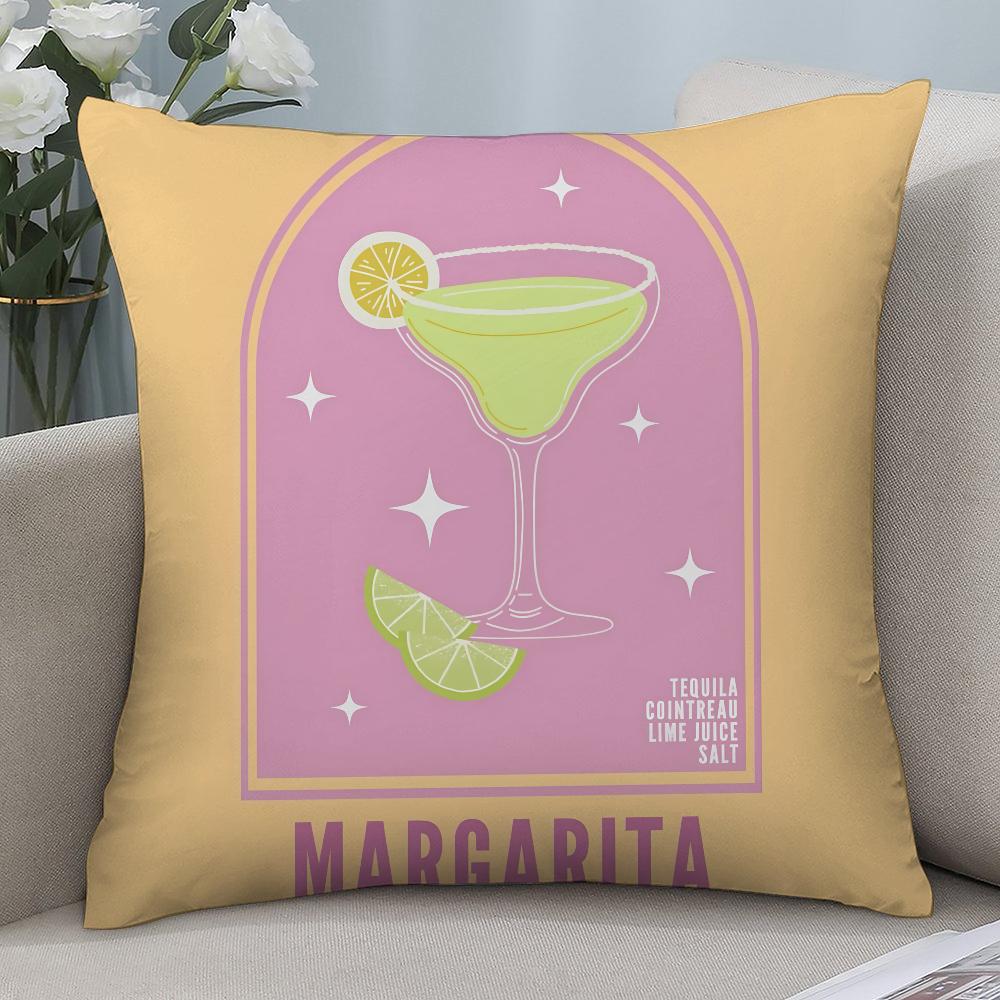 Margarita Cocktail Art Pillow Case Short Plush Pillow Covers Sofa Decorative Gift Home Double-sided Printing Cushion Cover