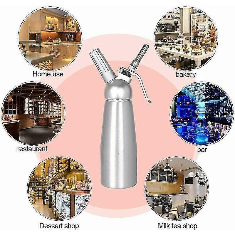 Whipped Cream Dispenser, Cream Whipper, 3 Various Stainless Culinary Decorating Nozzles Homemade Cream Maker