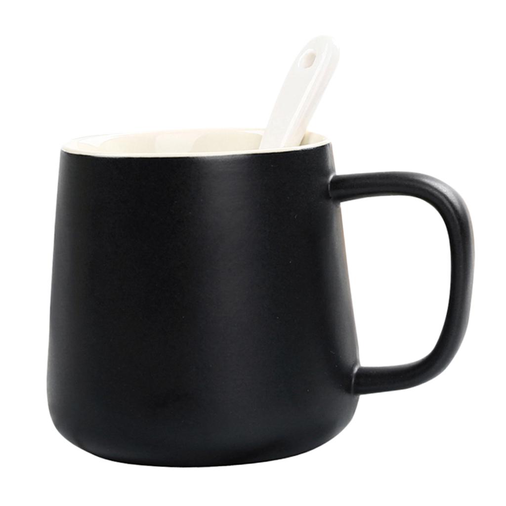 Buy Ceramic Water Coffee Cup with Spoon Gifts for Lovers Black at