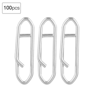 100pcs Stainless Steel Fishing Safety Snaps Clip Interlock Line Terminal Tackle Accessory S