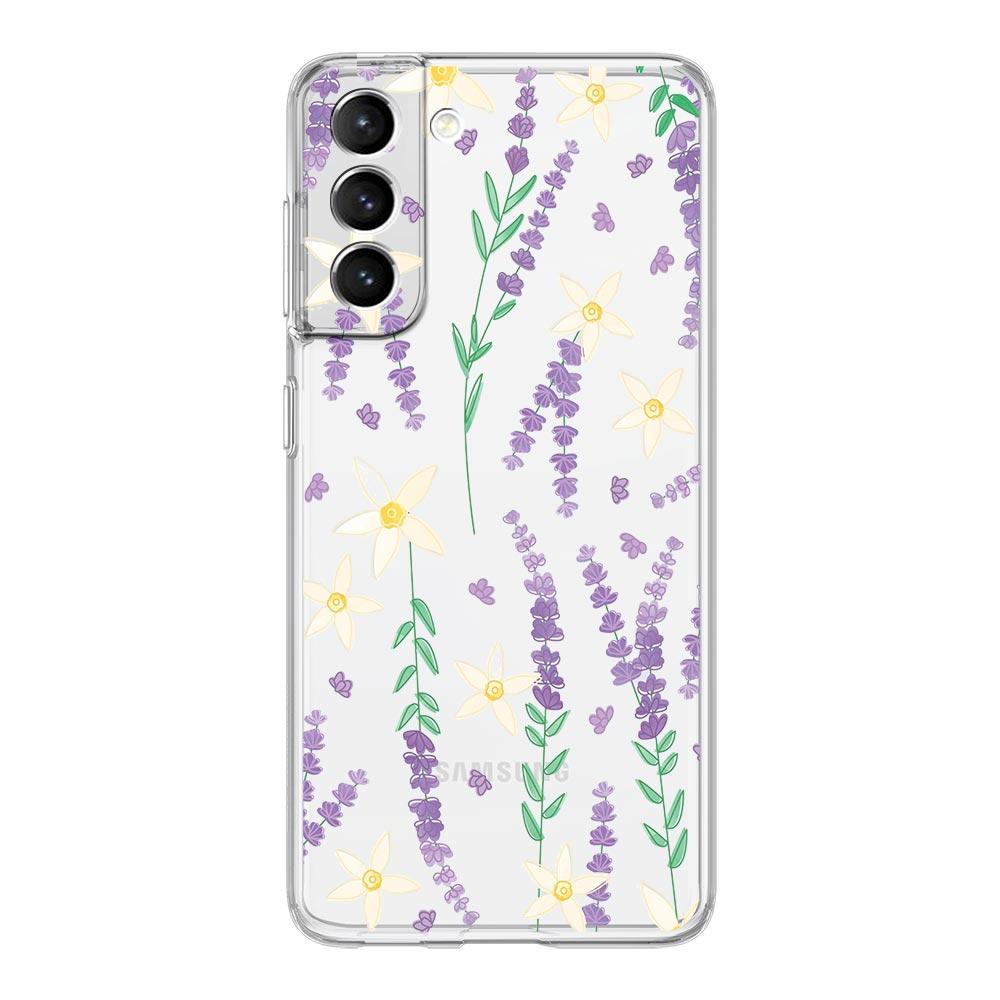 sunflower Flower Lavender Purple Phone Case For Samsung Galaxy S23 S22 S20 Ultra S21 FE 5G S9 Plus S10E S8 Note 20 Clear Cover