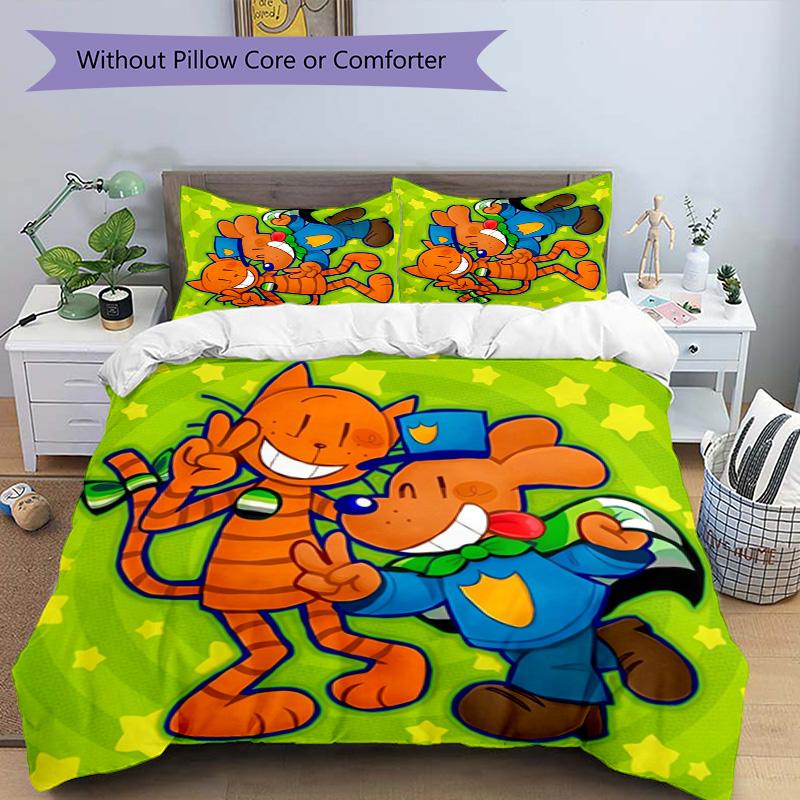 Dog Man 3pcs Bedding Set Duvet Cover Closure Includes 1 Duvet Cover & 2 Pillowcases for All Seasons Bedroom Home Dorm Decor