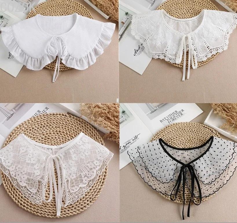 Summer Bow Tie Shawl White Fake Collars for Women Removable Dress Detachable Collar Wrap Shawl  False Collar Decor