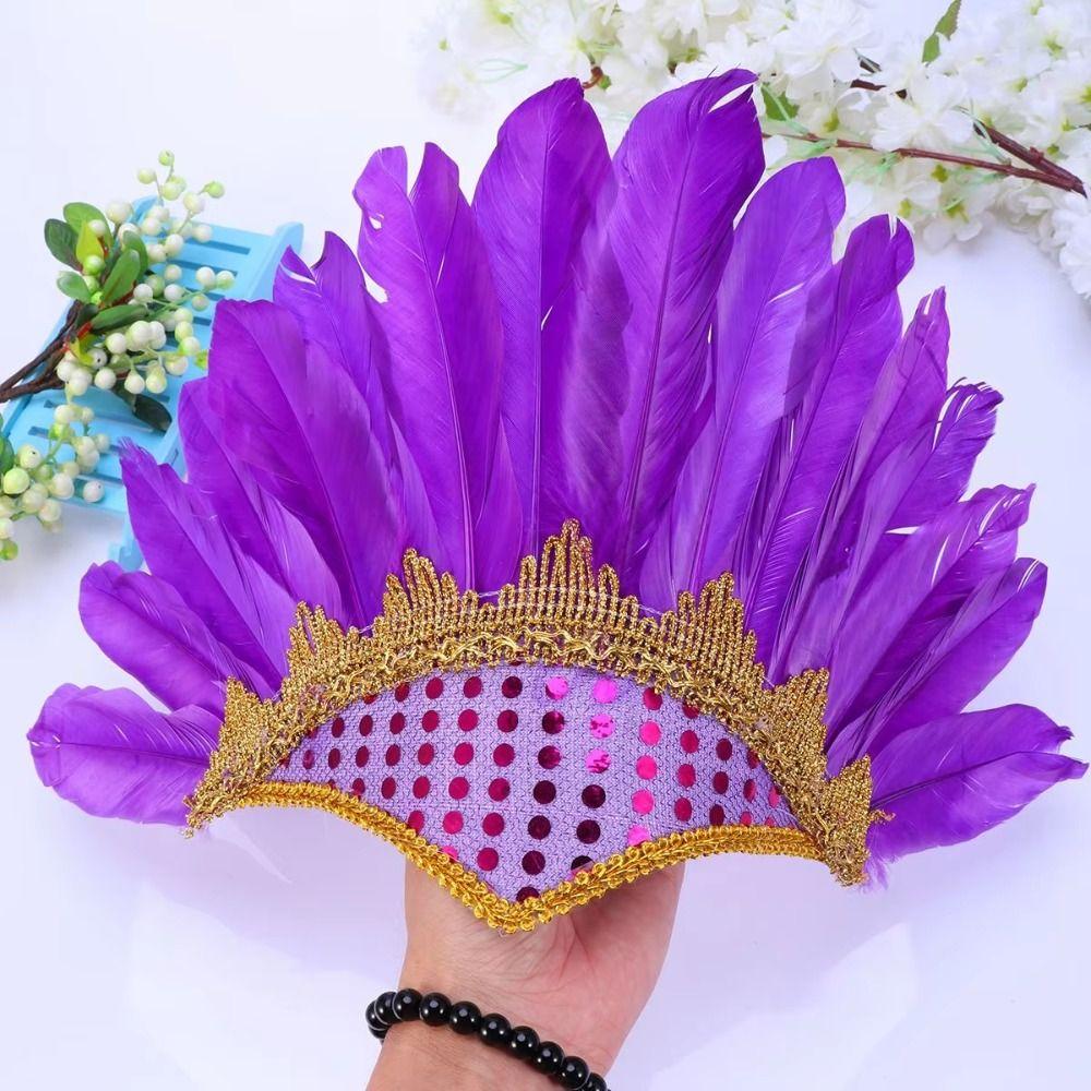 Hair Band Chief Headdress Adjustable Carnival Costume Headwear Feather Headdress Adult Kids