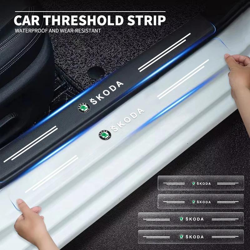 4pcs Transparent Car Threshold Sticker Scratch Protector for Skoda Rapid Octavia Fabia Laura Superb 2 3 VRS Yeti Kodiaq Karoq knzh54
