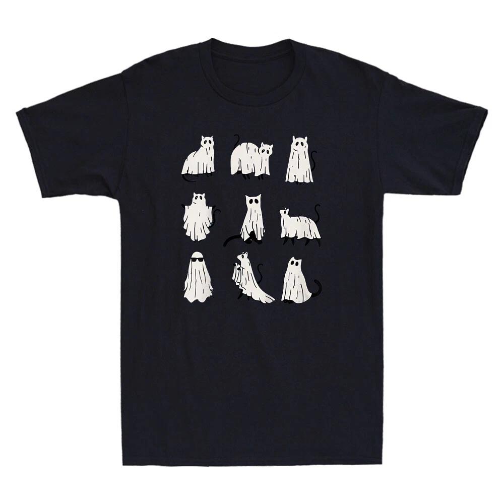 Ghost Cat Funny Ghost Cat Meme Halloween Outfit Costumes Vintage Men s T-Shirt M