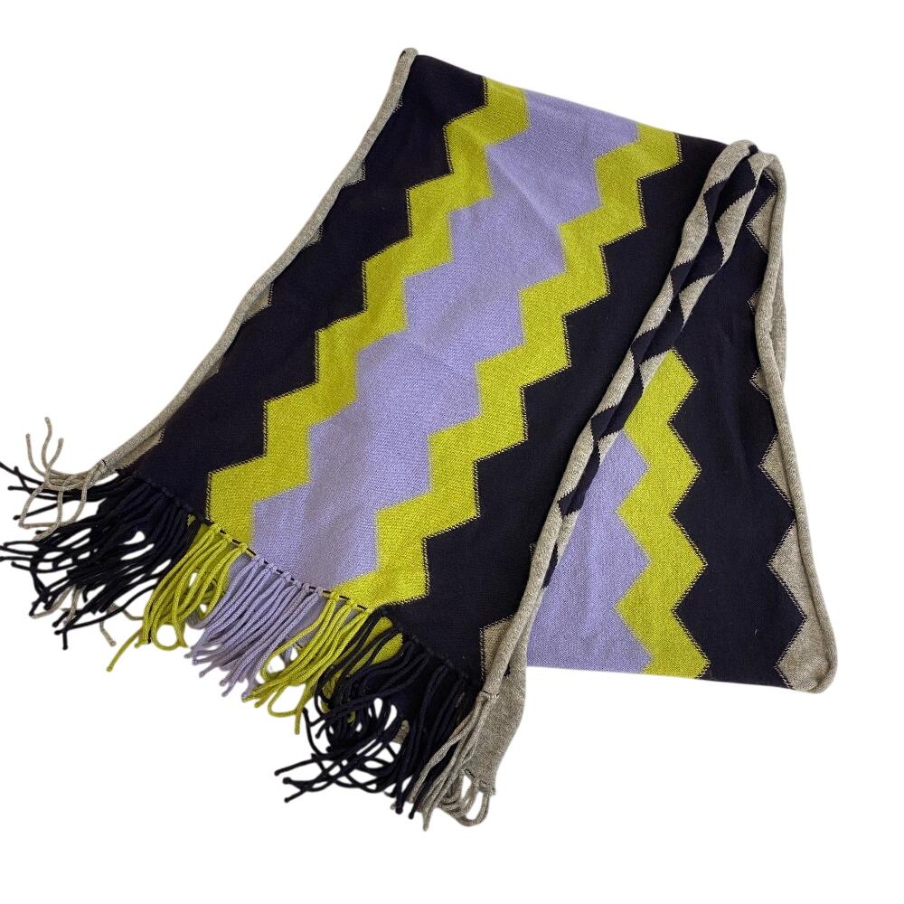 HERMES Geometric motif cashmere Scarf multicolor cashmere unisex Used