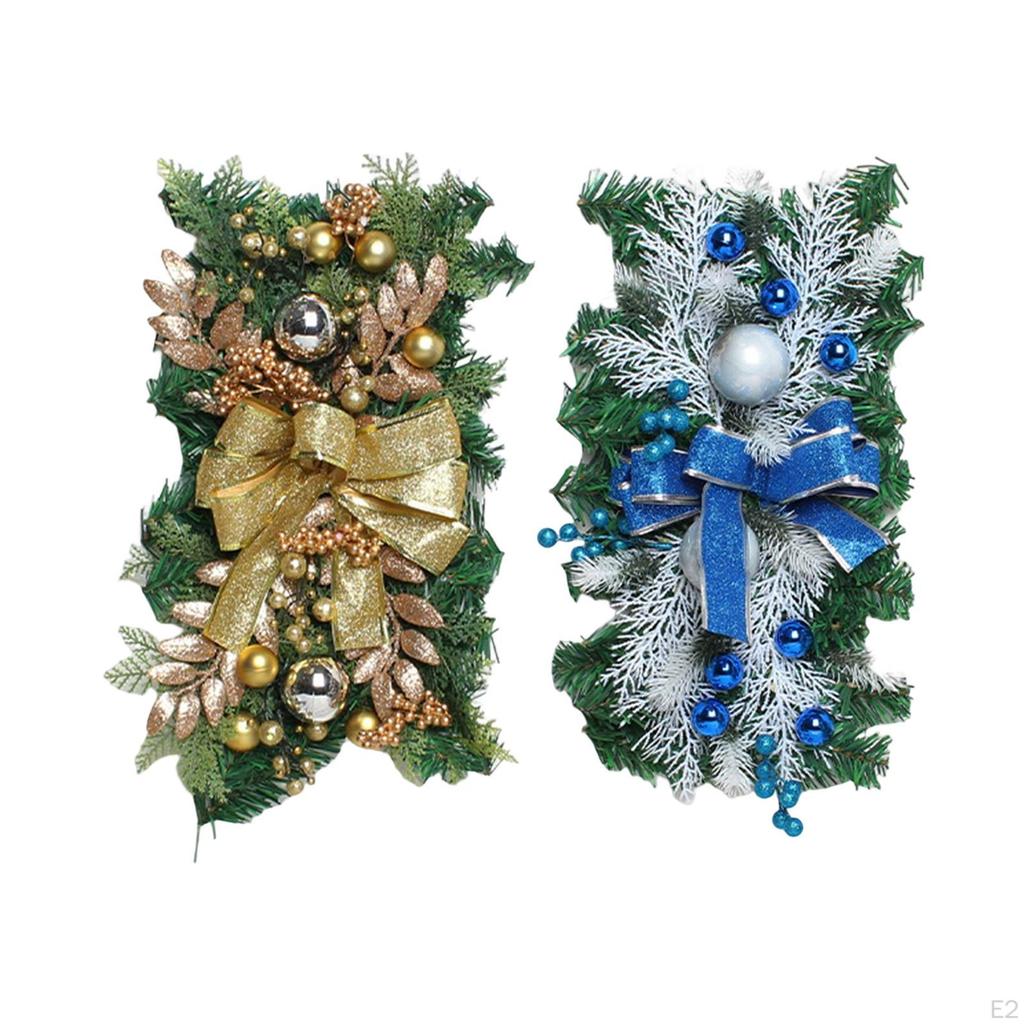 Artificial Stair Swag, Wreath Gift Bow Ornaments Garland for Party Fireplace