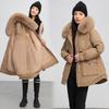 Women's Plus Velvet Fur Collar Parka, Slim-Fit Cotton Padded Jacket, Winter 2024 Collection.