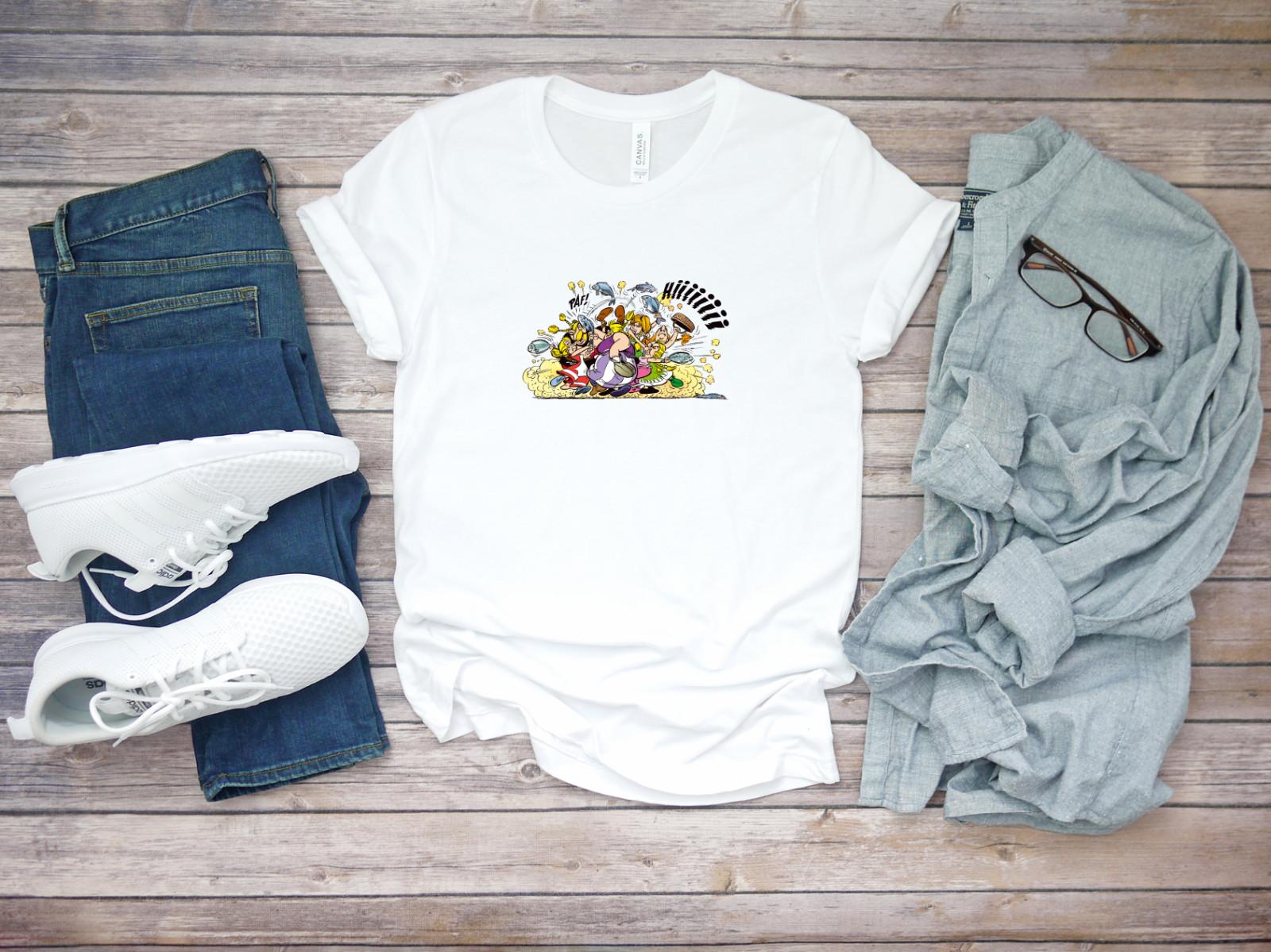 Rotten Fish Asterix and Obelix Short Sleeve White Men T-shirt F182 XL
