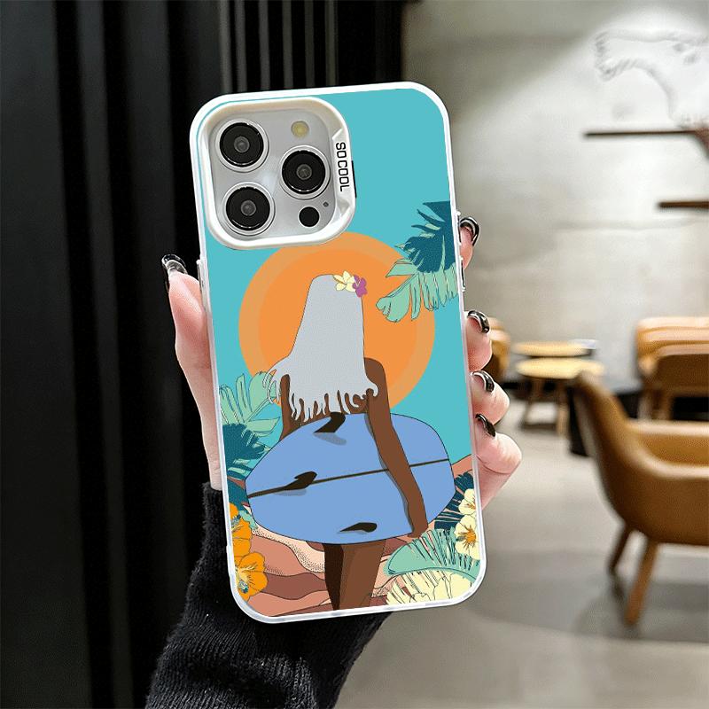 Surfboard Surfing Surf Summer Soft Phone Case for iPhone 15 16 17 Pro Max 17Air 16E 14 Plus 13 12 Mini Shockproof Cover Back She