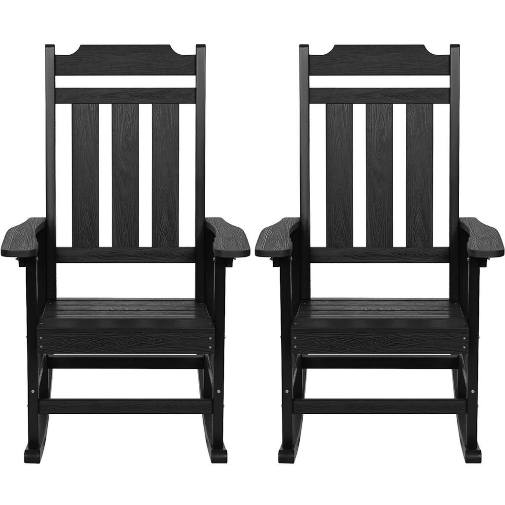 Porch Rocker HIPS Outdoor Rocking Chair High Back 2 Pcs 400 Lbs Weight