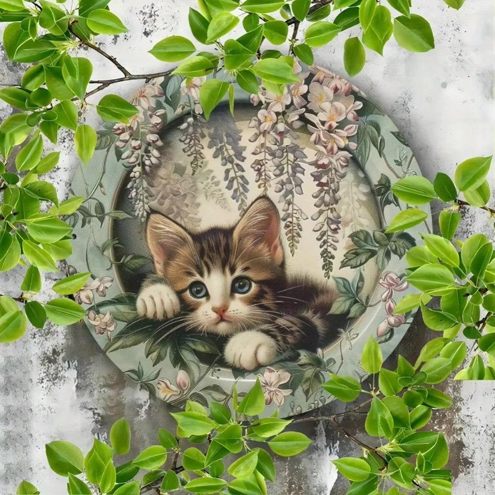 Vintage Metal Cat Sign Outdoor Indoor Decor For Cat Lovers Halloween Home Wall Decor