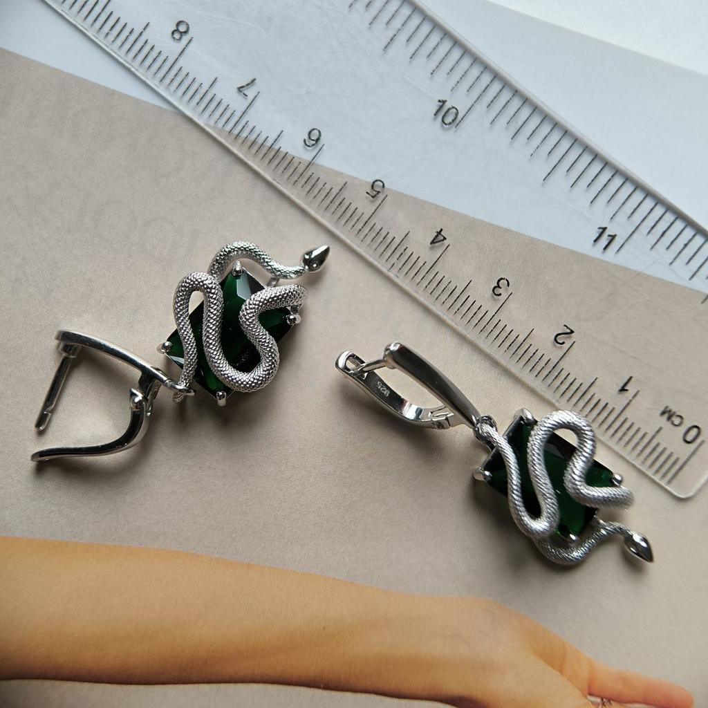 Серебряные серьги с изумрудом nano 10.4ct (2182504)