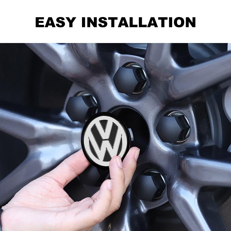 4pcs 56MM Car Wheel Center Hub Cap Logo Stickers Rim Cover Emblem Decal For Volkswagen Golf-7 4 5 6 CC T-ROC Sharan Passat B5 6 7 Polos Tiguan
